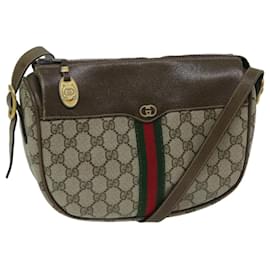 Gucci-GUCCI GG Supreme Web Sherry Line Shoulder Bag PVC Beige 67 01 4001 auth 68202-Beige