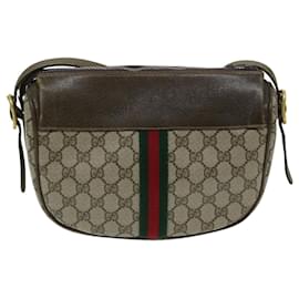 Gucci-GUCCI GG Supreme Web Sherry Line Shoulder Bag PVC Beige 67 01 4001 auth 68202-Beige