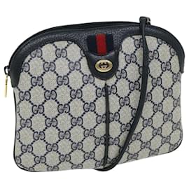 Gucci-GUCCI GG Supreme Sherry Line Shoulder Bag PVC Navy Red 904 02 047 auth 68225-Red,Navy blue