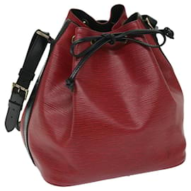 Louis Vuitton-LOUIS VUITTON Epi Petit Noe Shoulder Bag bicolor Black Red M44172 auth 67966-Black,Red
