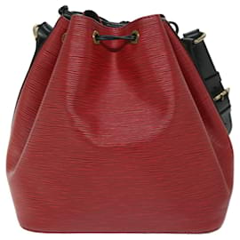 Louis Vuitton-LOUIS VUITTON Bolso de hombro Epi Petit Noe bicolor Negro Rojo M44172 autenticación 67966-Negro,Roja