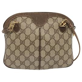 Gucci-GUCCI GG Canvas Web Sherry Line Shoulder Bag PVC Beige 904 02 047 auth 67883-Beige