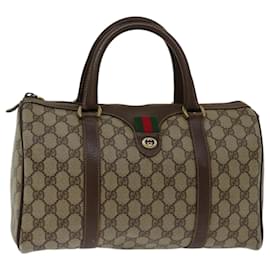 Gucci-GUCCI GG Supreme Web Sherry Line Handtasche PVC Beige Rot 40 02 007 Auth 67806-Rot,Beige