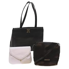Salvatore Ferragamo-Salvatore Ferragamo Shoulder Bag Leather 3Set Black White Auth bs12511-Black,White