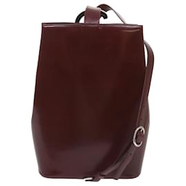 Cartier-CARTIER Shoulder Bag Leather Wine Red Auth bs12453-Other