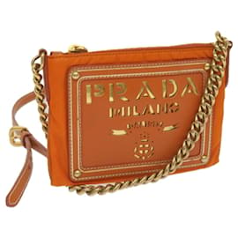 Prada-PRADA Chain Umhängetasche Nylon Orange Auth 68432-Orange