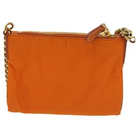 Prada-PRADA Chain Shoulder Bag Nylon Orange Auth 68432-Orange