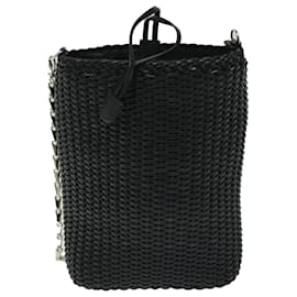 Gucci-GUCCI Chain Shoulder Bag Leather Black Auth 68015-Black