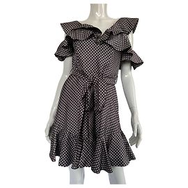 Vestido mini de bolinhas Zimmermann seda e viscose preto branco Preto Branco
