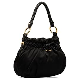 Prada-Black Prada Tessuto Bow Handbag-Black