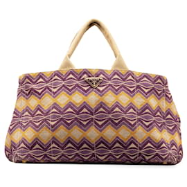 Prada-Purple Prada Canapa Stampata Tote Bag-Purple