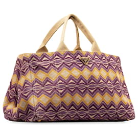 Prada-Purple Prada Canapa Stampata Tote Bag-Purple