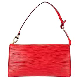 Louis Vuitton-Acessório Pochette Louis Vuitton Red Epi Leather-Vermelho