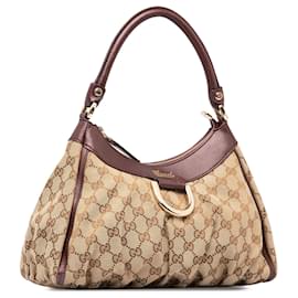 Gucci-Beige Gucci GG Canvas Abbey Handtasche mit D-Ring-Beige