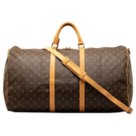 Louis Vuitton-Bandouliere Keepall con monograma de Louis Vuitton marrón 55 Bolsa de viaje-Castaño
