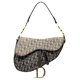 Dior-Gray Dior Oblique Canvas Saddle Shoulder Bag-Other