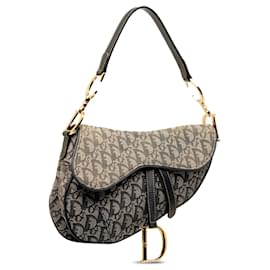 Dior-Gray Dior Oblique Canvas Saddle Shoulder Bag-Other