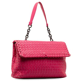 Bottega Veneta-Pink Bottega Veneta Large Intrecciato Olimpia Shoulder Bag-Pink