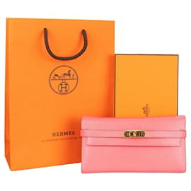Hermès-Portafoglio Kelly classico in pelle rosa Hermes-Rosa