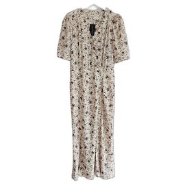Veronica Beard Mika Blumenseiden-Tee-Kleid Roh