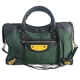 Balenciaga-Handbags-Black,Green,Yellow,Silver hardware
