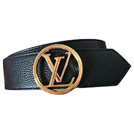 Louis Vuitton-Louis Vuitton cinturón reversible de 80 cm x 3,5 cm.-Castaño,Negro