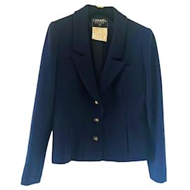 Chanel-Vintage navy blue Chanel jacket-Navy blue