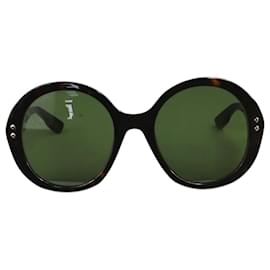 Gucci-Schwarze, runde, übergroße Sonnenbrille aus Schildpatt-Schwarz