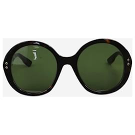 Gucci-Black round oversized tortoise shell sunglasses-Black