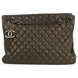 Chanel-Khaki green 2014 quilted chain shoulder bag-Green