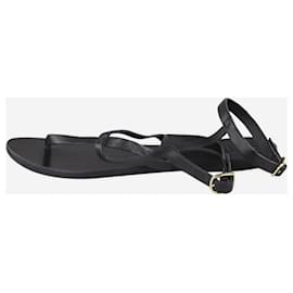 Autre Marque-Black leather T-strap sandals - size EU 38-Black