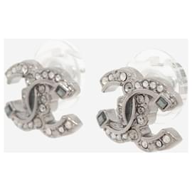 Chanel-Brincos de strass Coco Mark em prata-Prata