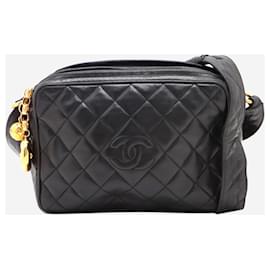 Chanel-BLACK VINTAGE 1991 Matelasse lambskin shoulder bag-Black