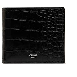 Céline-Celine – Zweifach gefaltete Geldbörse aus schwarzem geprägtem Leder-Schwarz