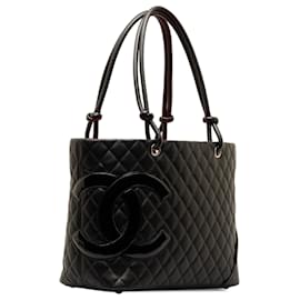 Chanel-Chanel Schwarze große Cambon Ligne-Tasche aus Lammleder-Schwarz