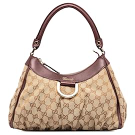 Gucci-Gucci Brown GG Canvas Abbey D-Ring Handbag-Brown,Beige