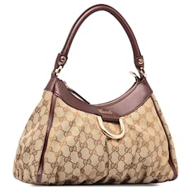Gucci-Gucci Brown GG Canvas Abbey D-Ring Handbag-Brown,Beige