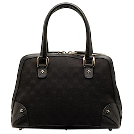 Gucci-Gucci Black GG Canvas Nailhead Handbag-Black