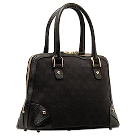 Gucci-Gucci Black GG Canvas Nailhead Handbag-Black
