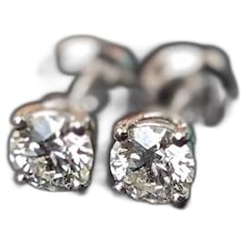 Tiffany & Co-0.73 TCW VVS I Diamond 950 Platinum Stud Earrings-White