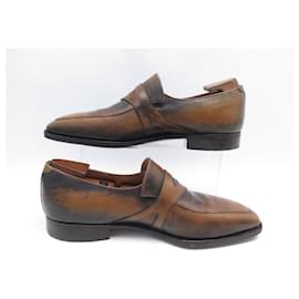 Corthay-CHAUSSURES CORTHAY RASCAL MOCASSINS 8.5 42.5 CUIR EMBAUCHOIRS LOAFER SHOES-Marron