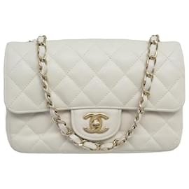Chanel-SAC A MAIN CHANEL MINI CLASSIQUE TIMELESS CUIR CAVIAR BANDOULIERE HAND BAG-Blanc