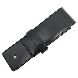 NUOVA CASSA MONTBLANC 2 PENNE MB14311 PENNA CON ASTUCCIO IN PELLE NERA Nero
