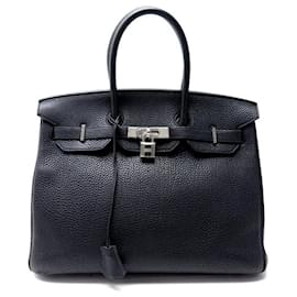 Hermès-SAC A MAIN HERMES BIRKIN 35 CUIR TOGO NOIR ATTRIBUTS PALLADIES LEATHER HAND BAG-Noir