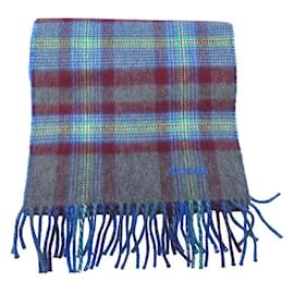Hermès-NEW HERMES SCARF TARTAN PATTERN WITH CASHMERE FRINGES GRAY BLUE 160CM SCARF-Multiple colors