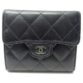 Chanel-CHANEL TIMELESS WALLET BLUE CAVIAR LEATHER PURSE + WALLET BOX-Navy blue