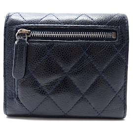 Chanel-CHANEL TIMELESS WALLET BLUE CAVIAR LEATHER PURSE + WALLET BOX-Navy blue