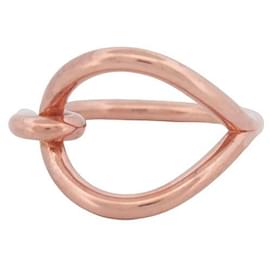 Hermès-HERMES JUMBO XL SCARF RING IN ROSE GOLD PLATED PINK GOLD SCARF RING-Pink