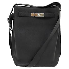 Hermès-Hermès So Kelly handbag 26 2011 BLACK TOGO LEATHER BUCKET PURSE HANDBAG-Black