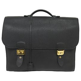 Hermès BORSA HERMES VINTAGE SAC A DEPECHE foderata BORSA IN PELLE CON CHIUSURA BUFFLE Nero